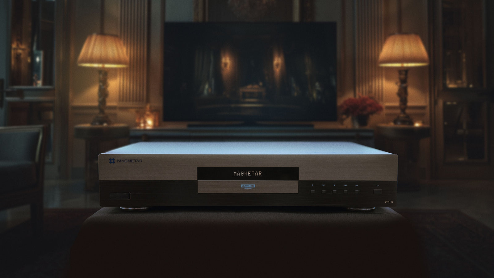 A Magnetar UPD800 in a luxury living room with a large flat screen television.