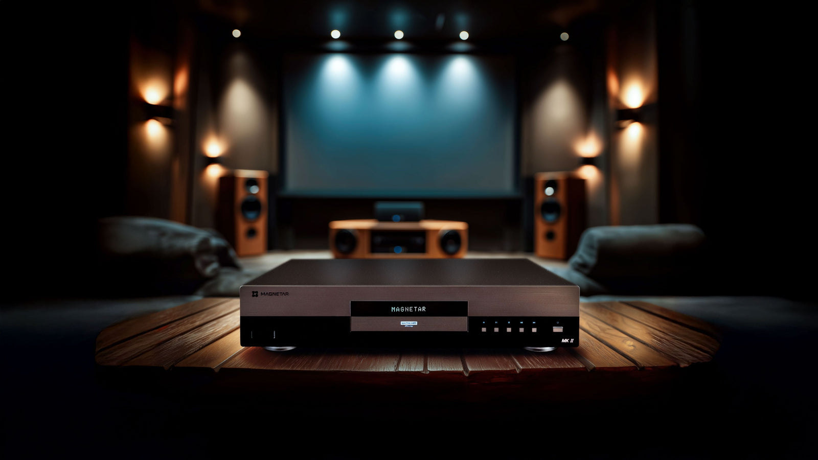 A Magnetar UPD800 in a modern home theater room.