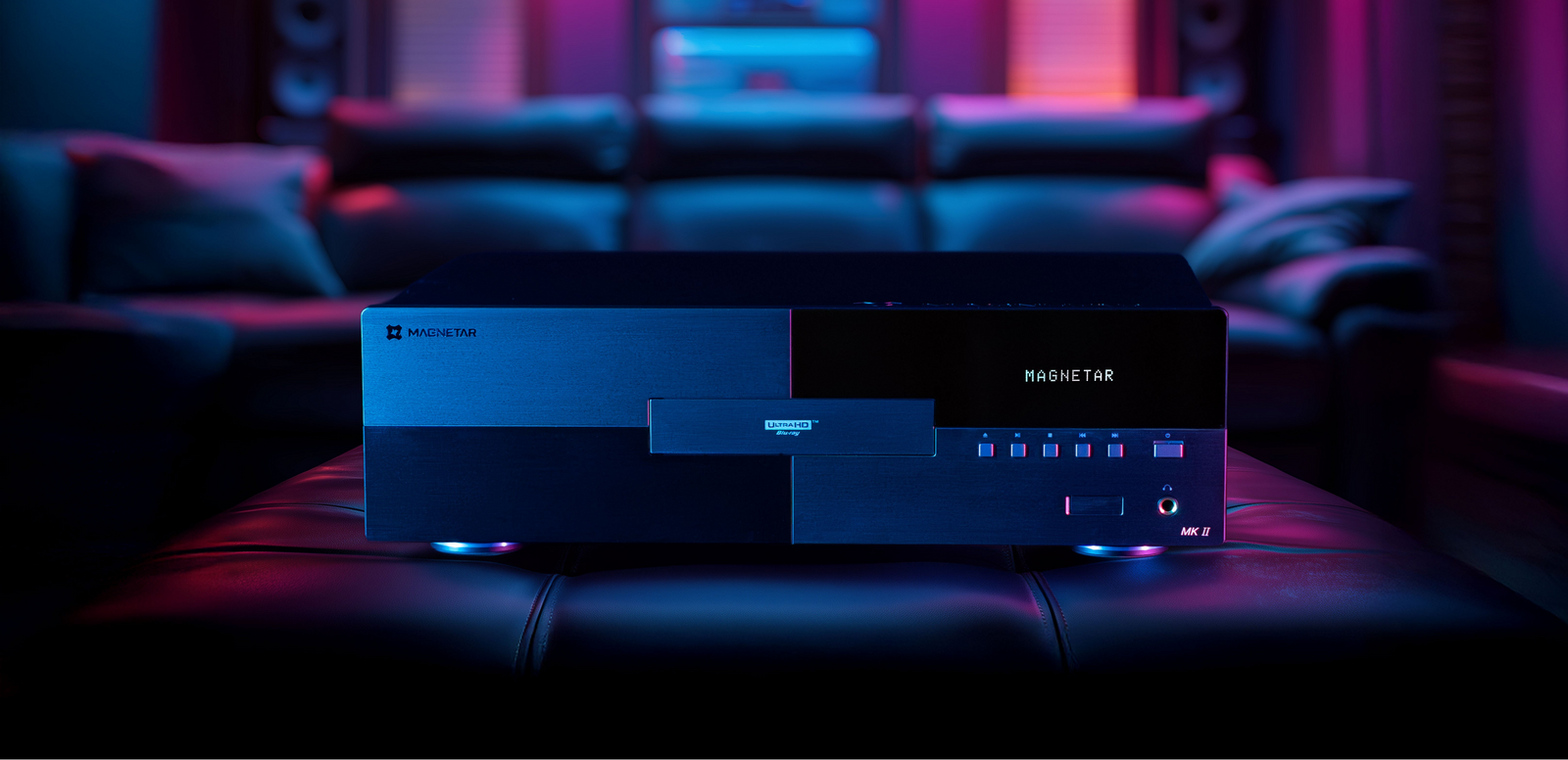 A Magnetar UDP900 MKII in a luxury home theater setting.