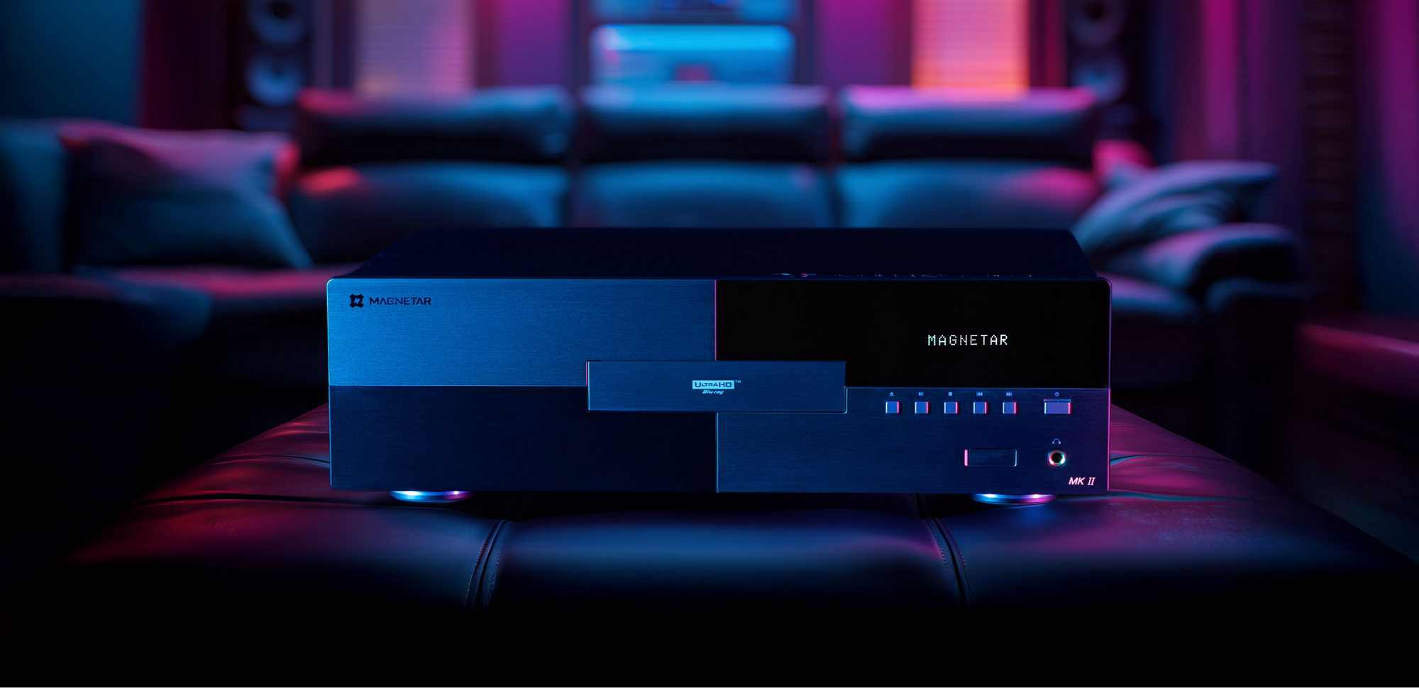 A Magnetar UDP900 MKII in a luxury home theater setting.