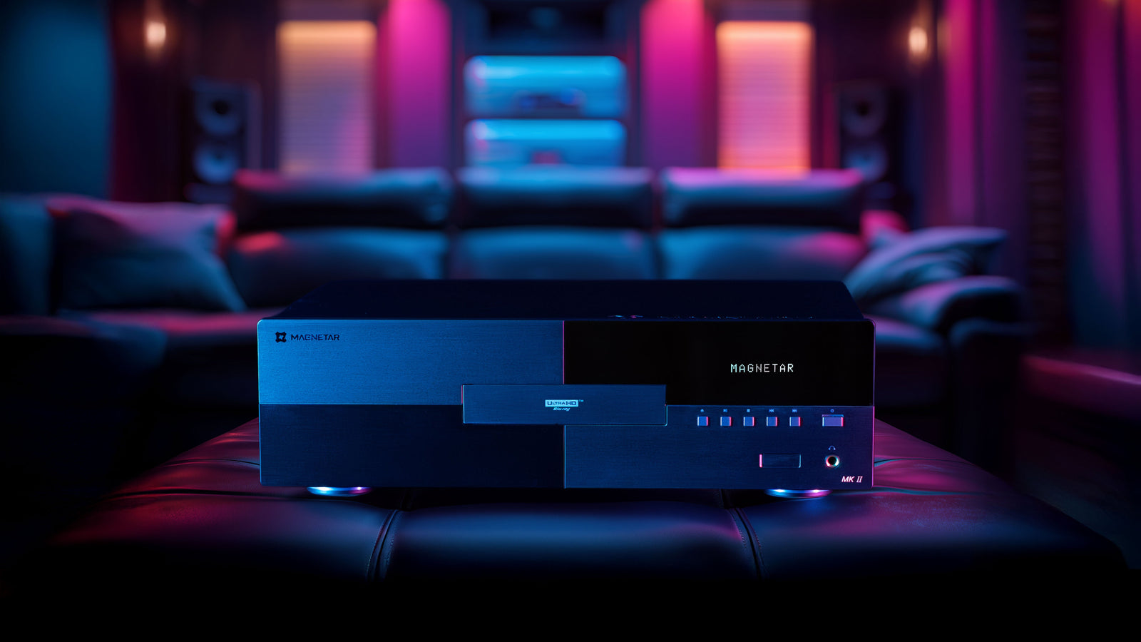 A Magnetar UDP900 MKII in a luxury home theater setting.
