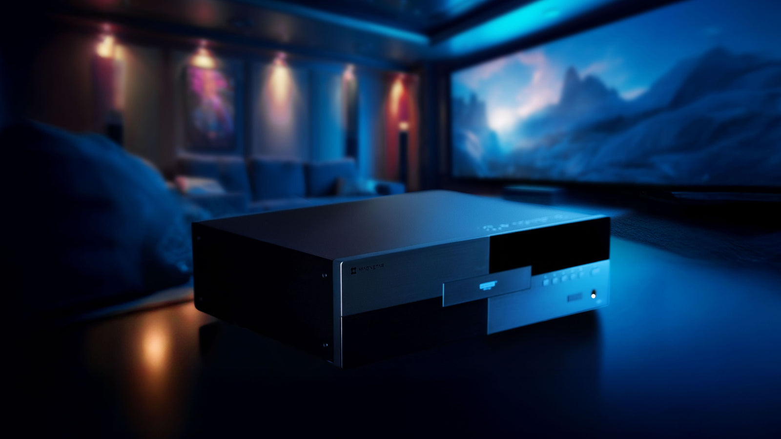 A Magnetar UDP900 MKII in a luxury home theater setting.