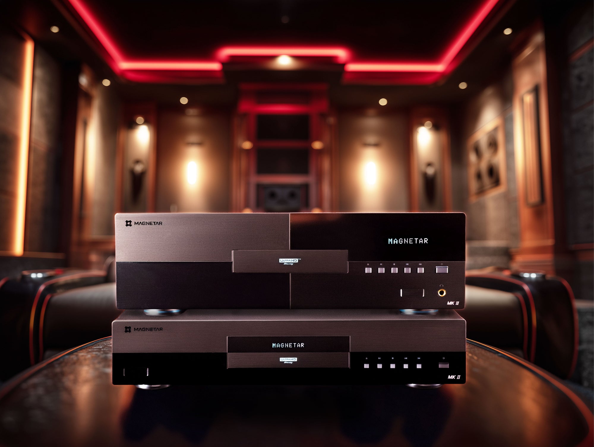 Two Magnetar MKII players in a home theater environment
